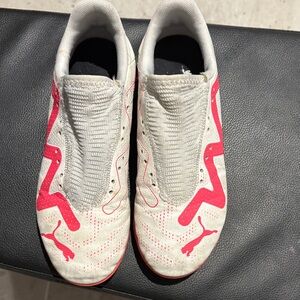Puma White and Red Indoor Soccer Cleats